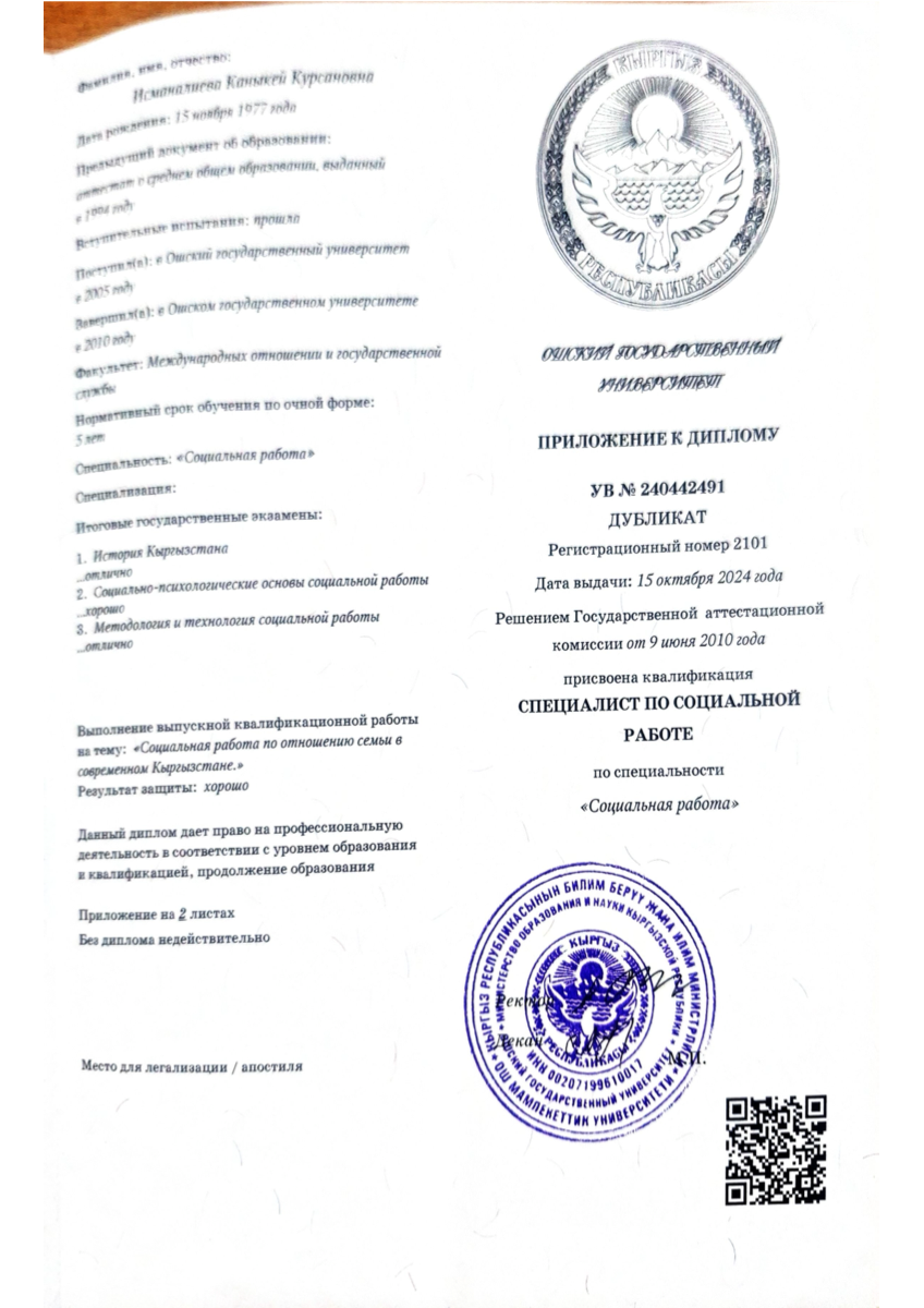 Приложение к диплому